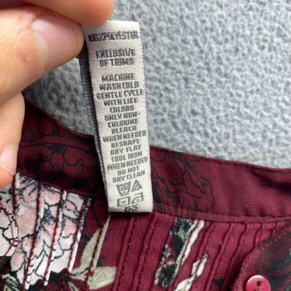 American Rag Tunic Blouse Top Womens Large  Red/Brown Floral Pattern 3/4 Sleeve - Picture 6 of 12